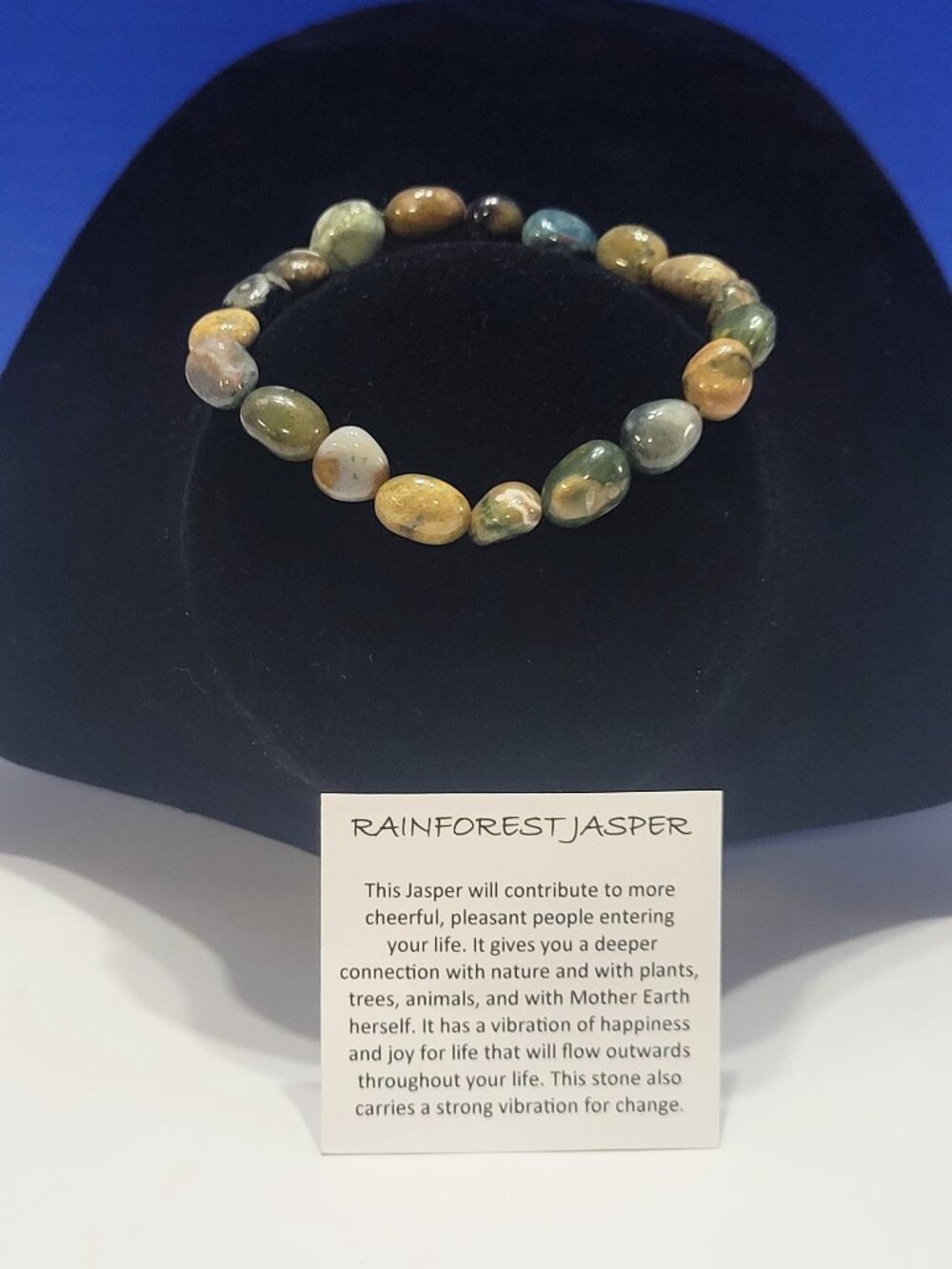 Vintage Rainforest Jasper Stone Beaded Bracelet for Joy